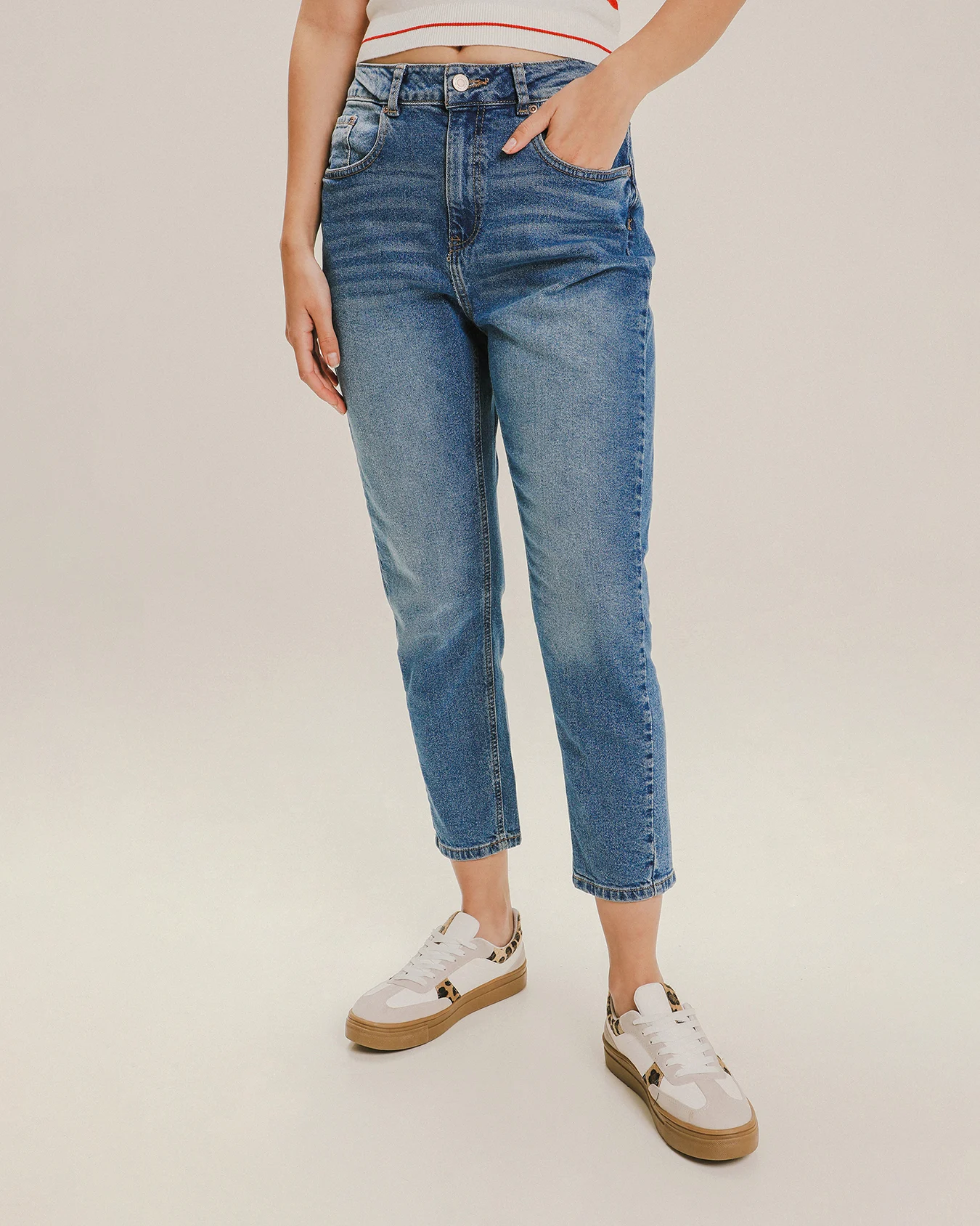 Jeans Mom Fit Azul Acero 1 Jeans Mom Fit Azul Acero