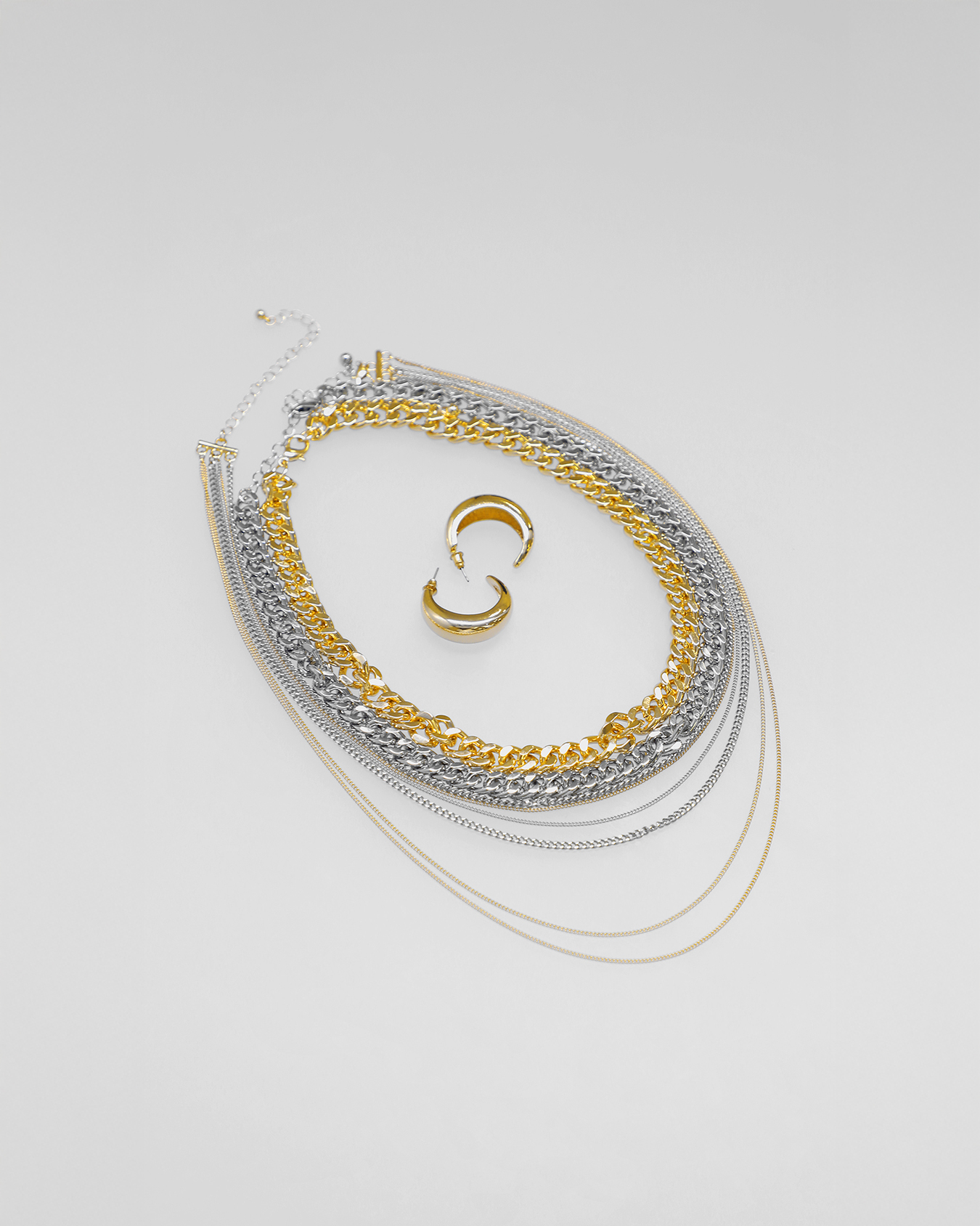 Collar Multicadena Y Aretes