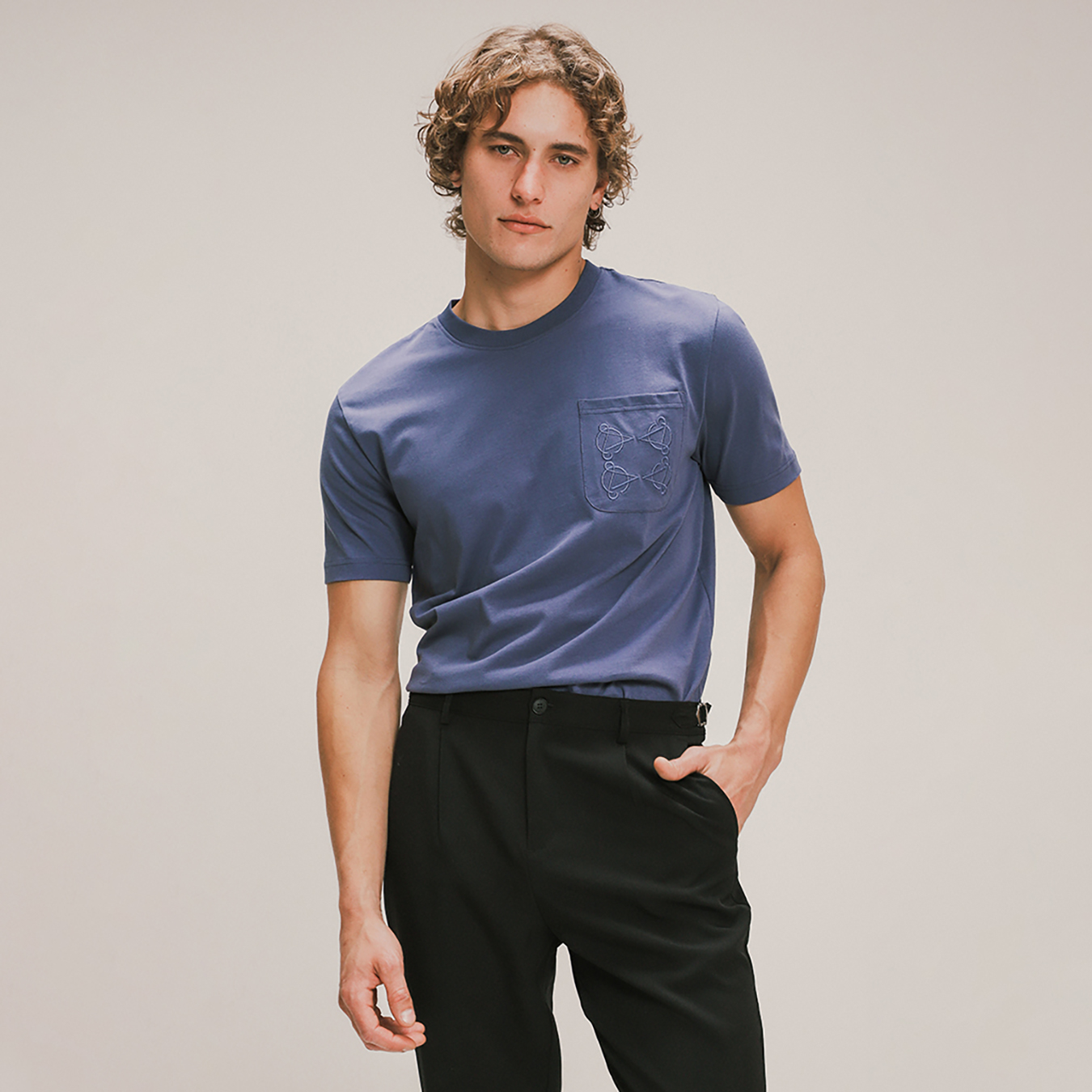 Playera Azul Detalle Bordado 6 Playera Azul Detalle Bordado