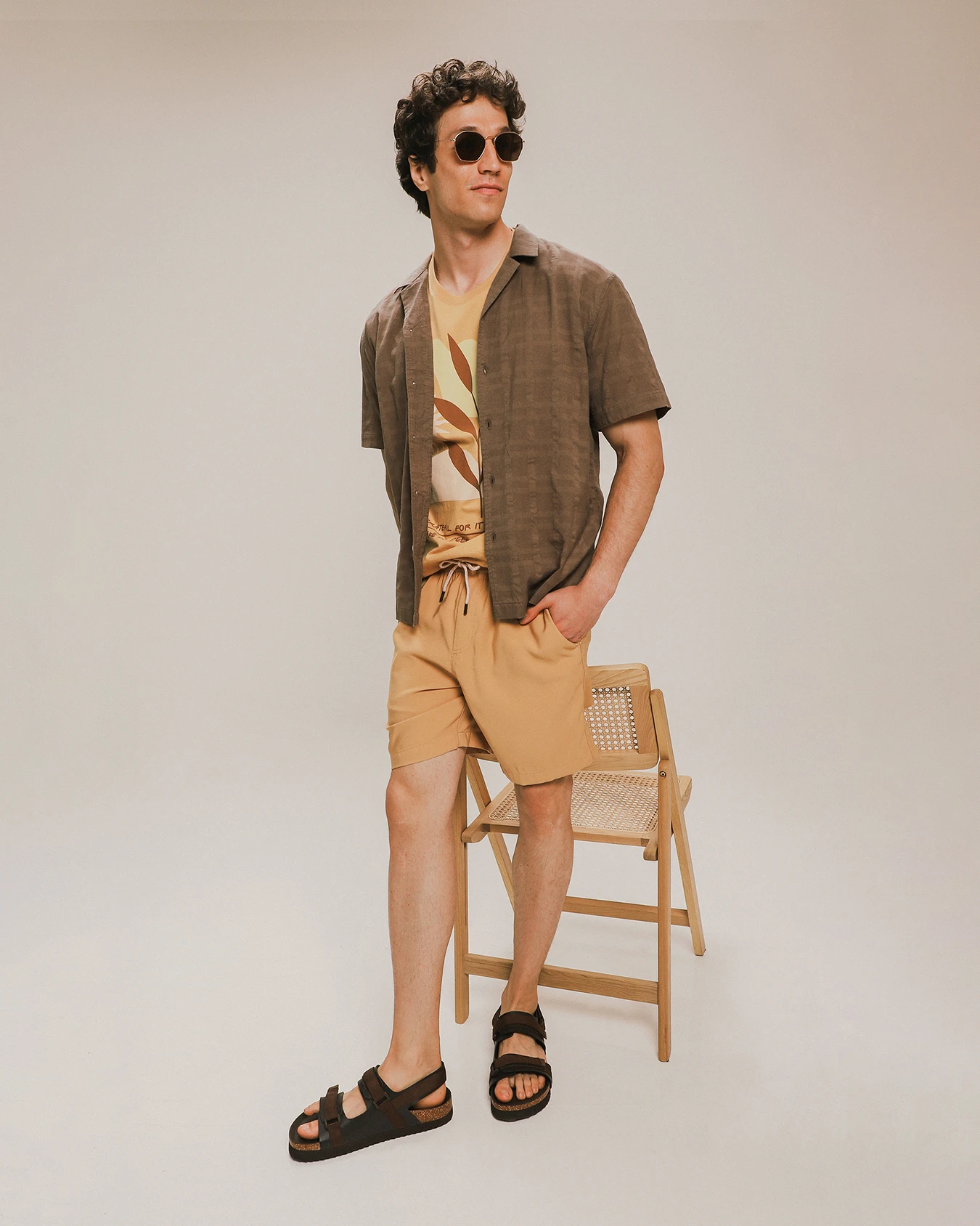 Camisa Fit Relaxed Café 2 Camisa Fit Relaxed Café
