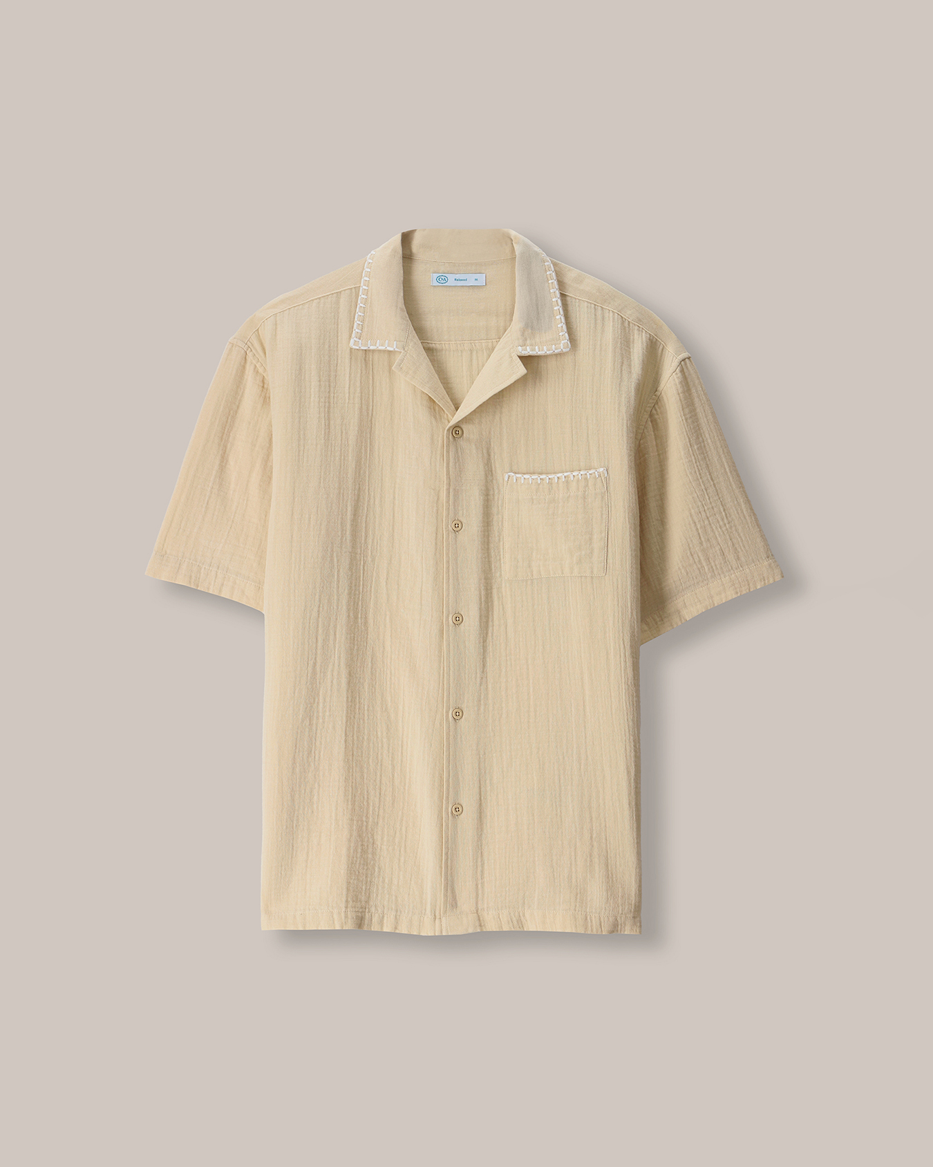 Camisa Manga Corta Beige 5 Camisa Manga Corta Beige