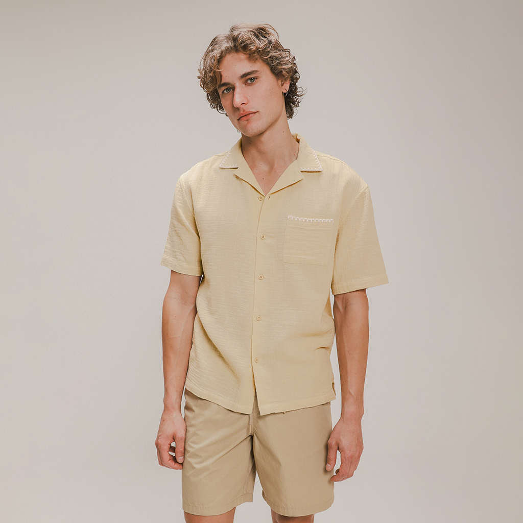 Camisa Manga Corta Beige 6 Camisa Manga Corta Beige