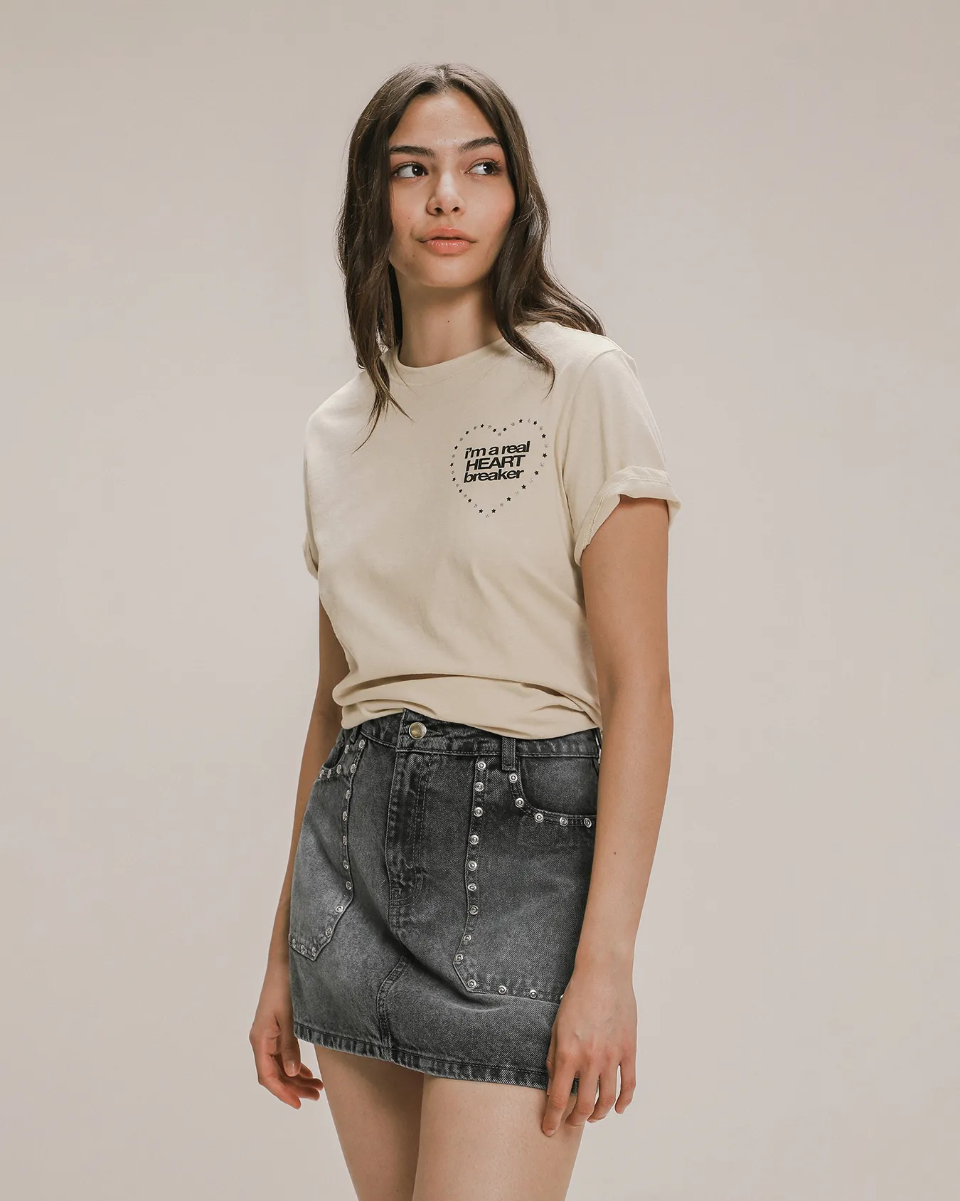 Playera Beige Manga Corta