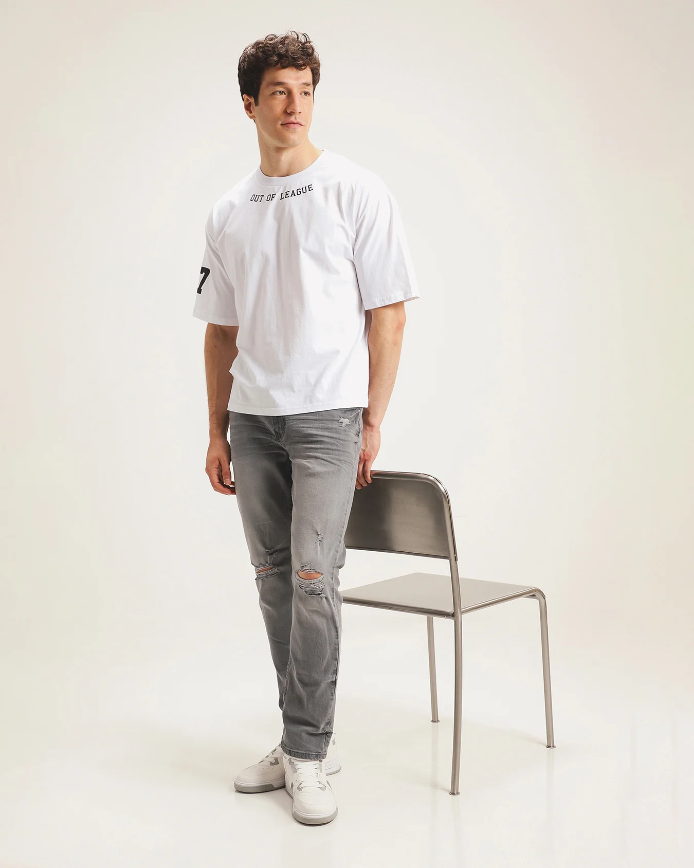 Jeans Fit Slim Gris