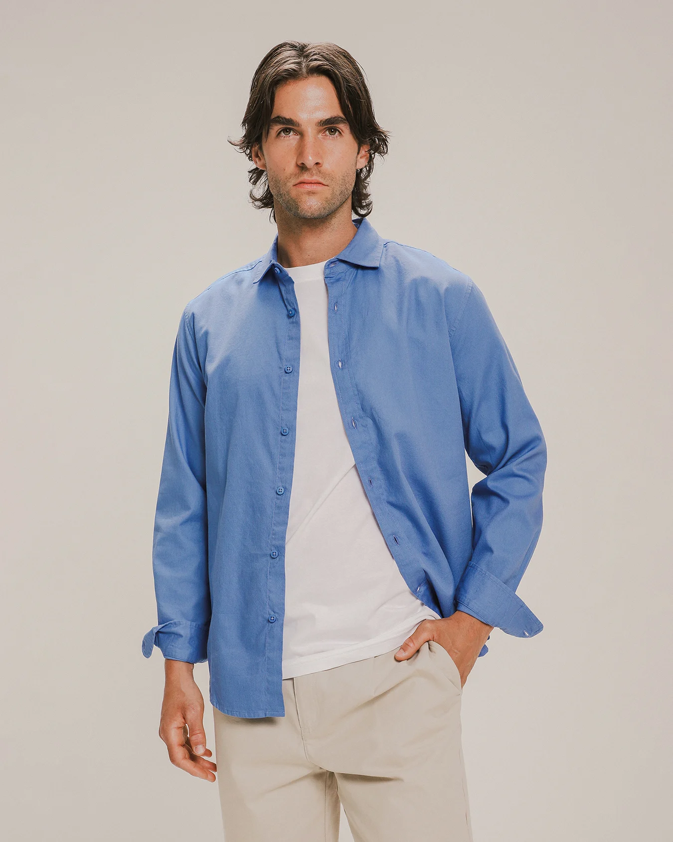 Camisa Azul Manga Larga 1 Camisa Azul Manga Larga