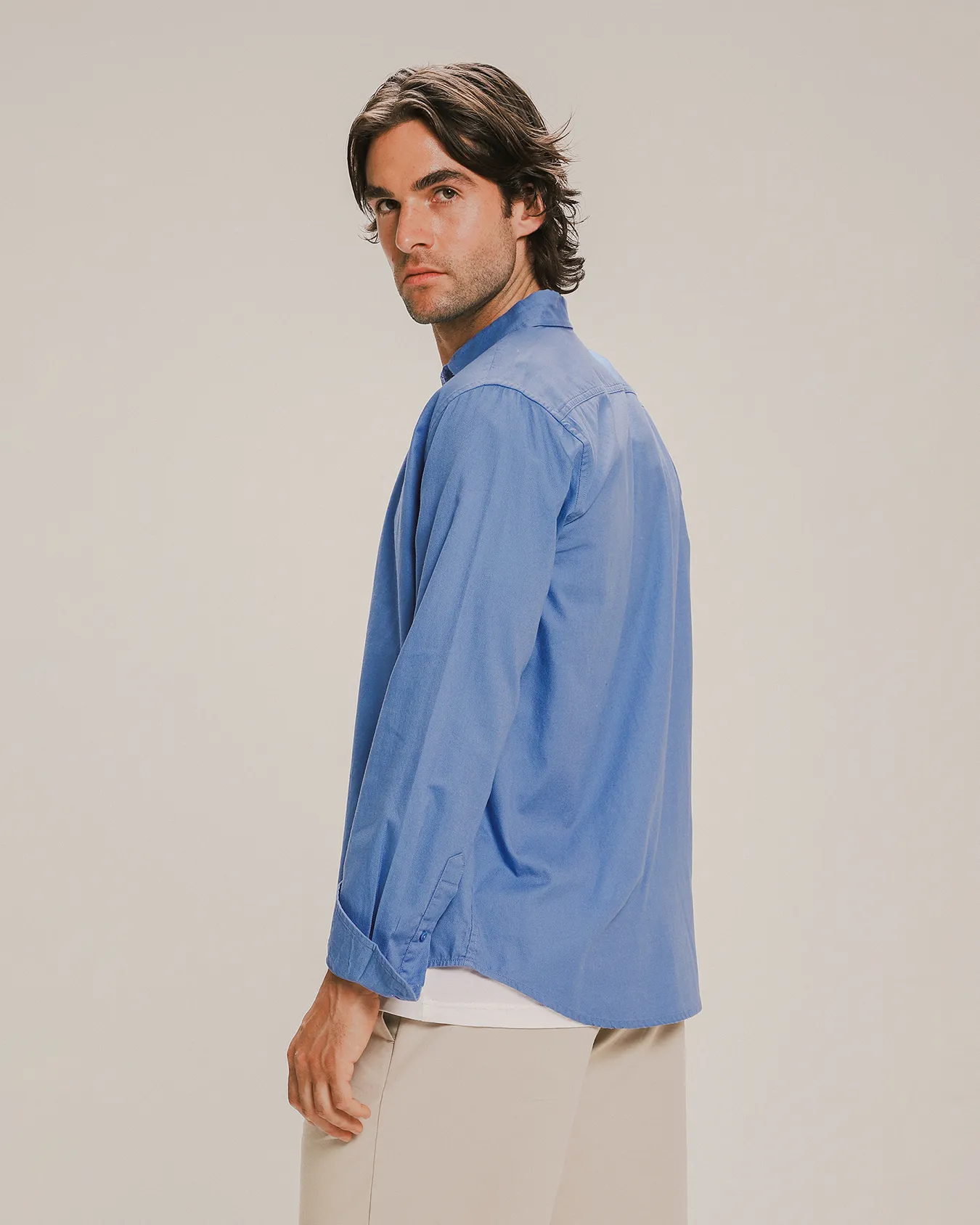 Camisa Azul Manga Larga 3 Camisa Azul Manga Larga