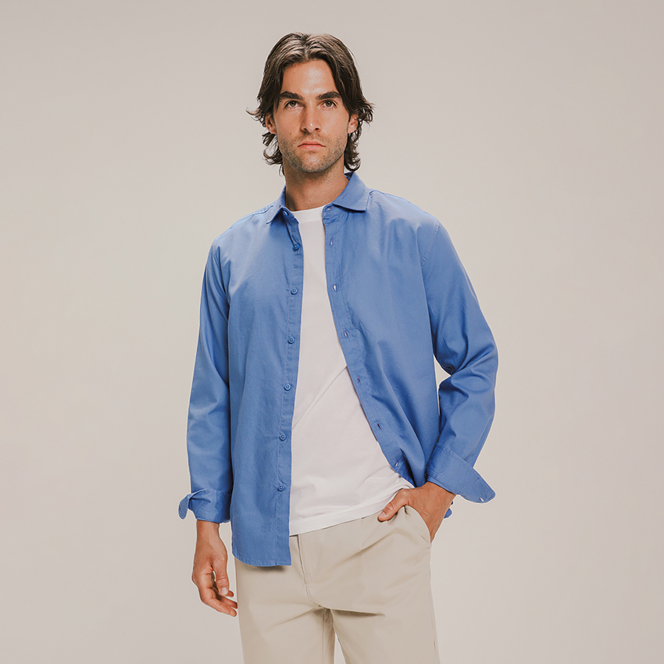 Camisa Azul Manga Larga 6 Camisa Azul Manga Larga