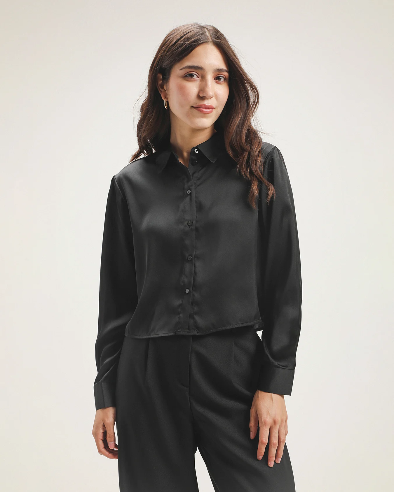 Camisa Satín Negra 3 Camisa Satín Negra