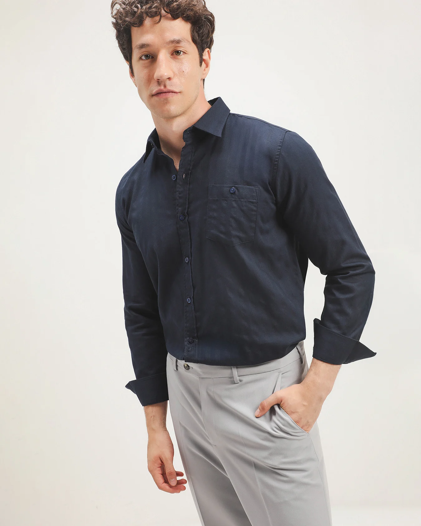 Camisa Fit Regular Azul 1 Camisa Fit Regular Azul