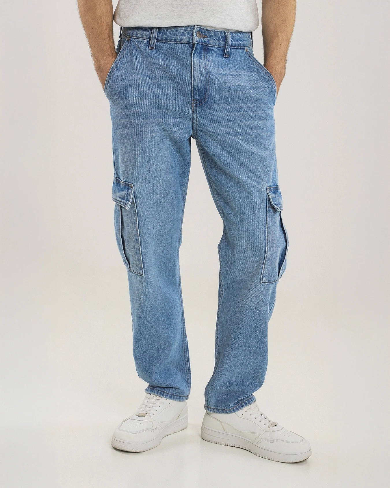 Jeans Straight Cargo Azul Cielo 1 Jeans Straight Cargo Azul Cielo