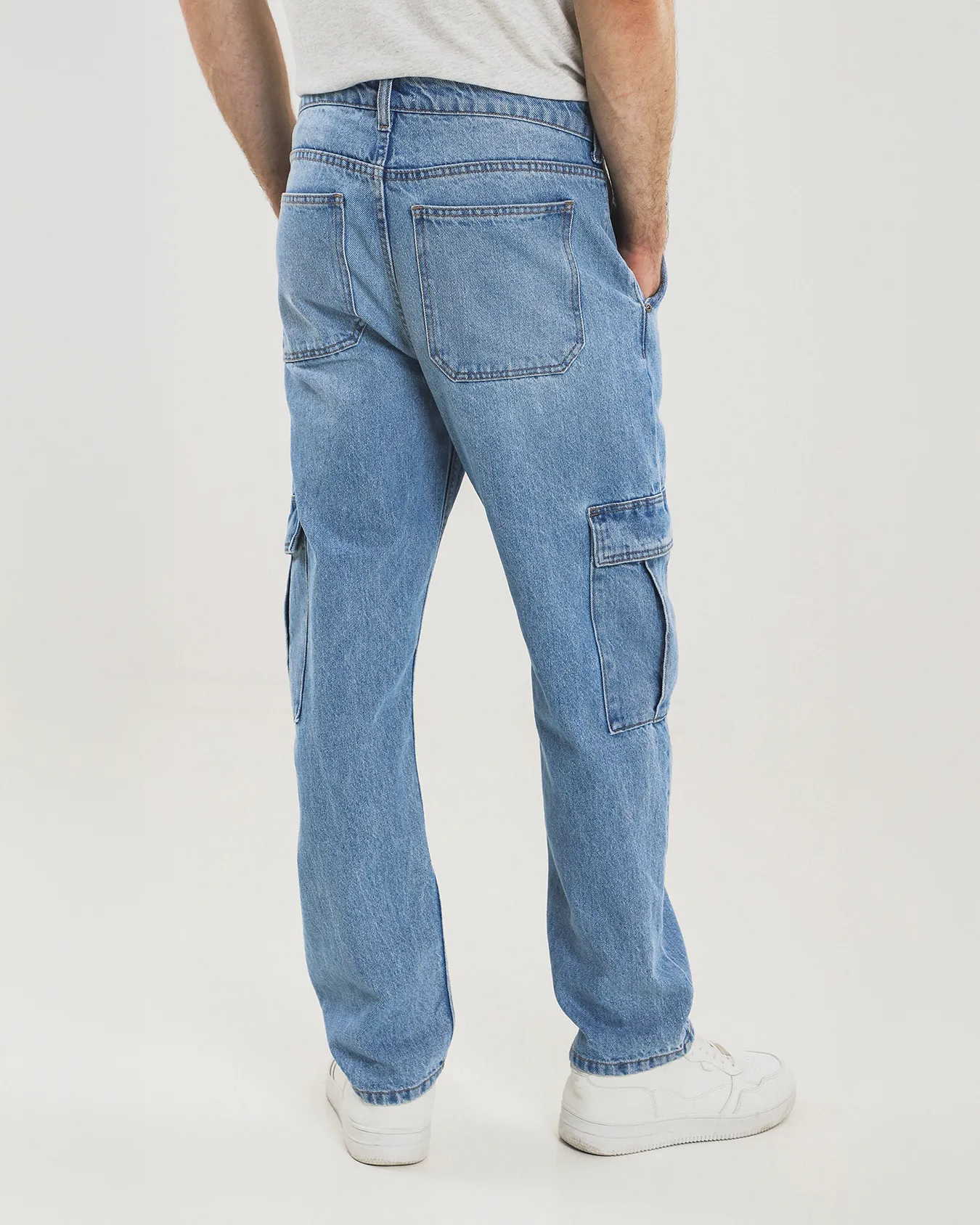 Jeans Straight Cargo Azul Cielo 2 Jeans Straight Cargo Azul Cielo