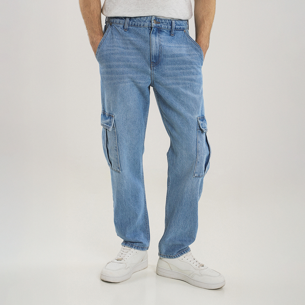 Jeans Straight Cargo Azul Cielo 6 Jeans Straight Cargo Azul Cielo