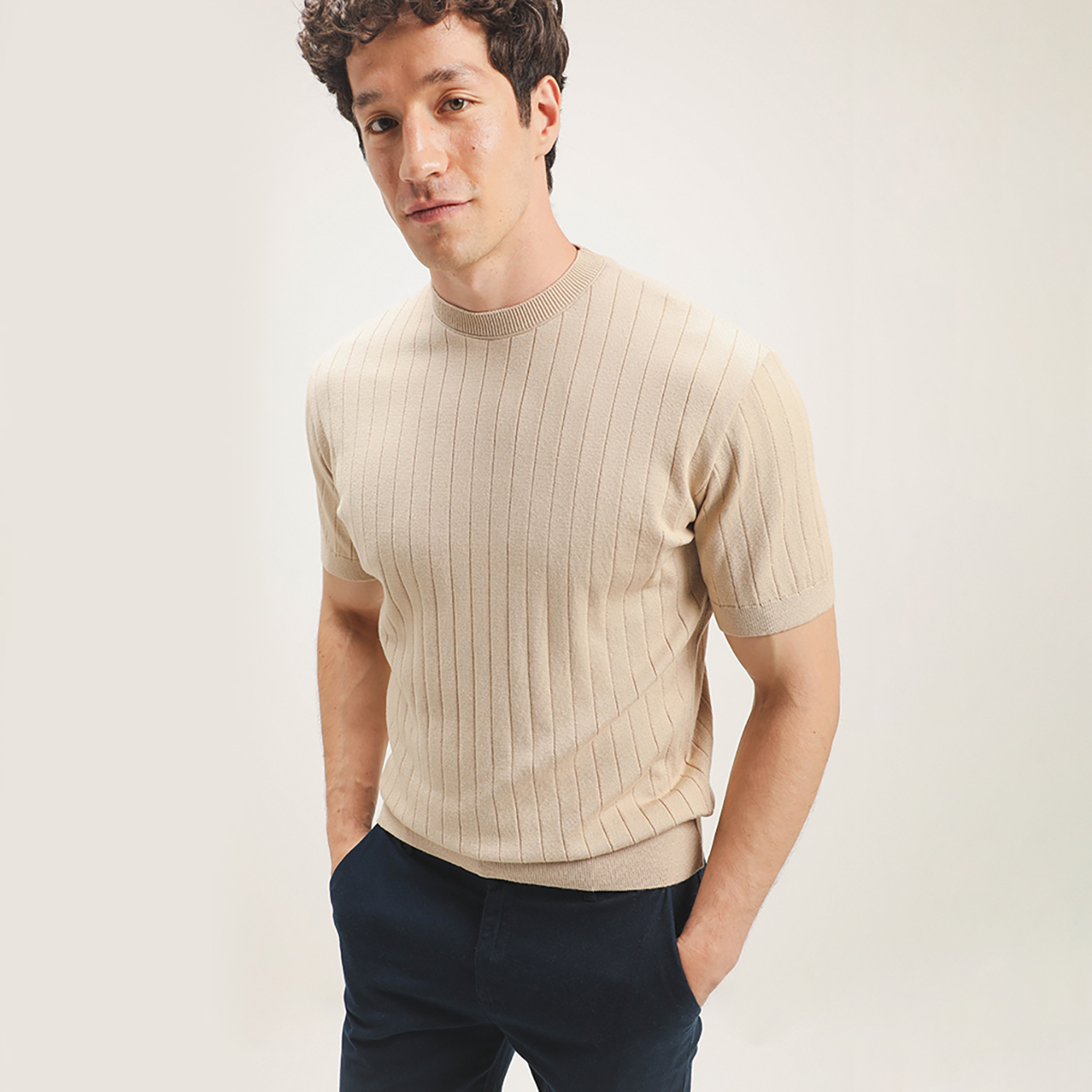 Playera Fit Regular Beige 6 Playera Fit Regular Beige