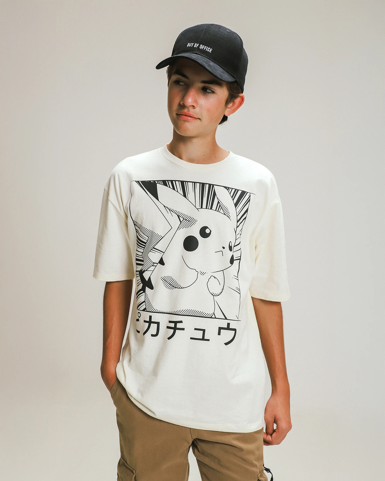 Playera Blanca Manga Corta Pikachu